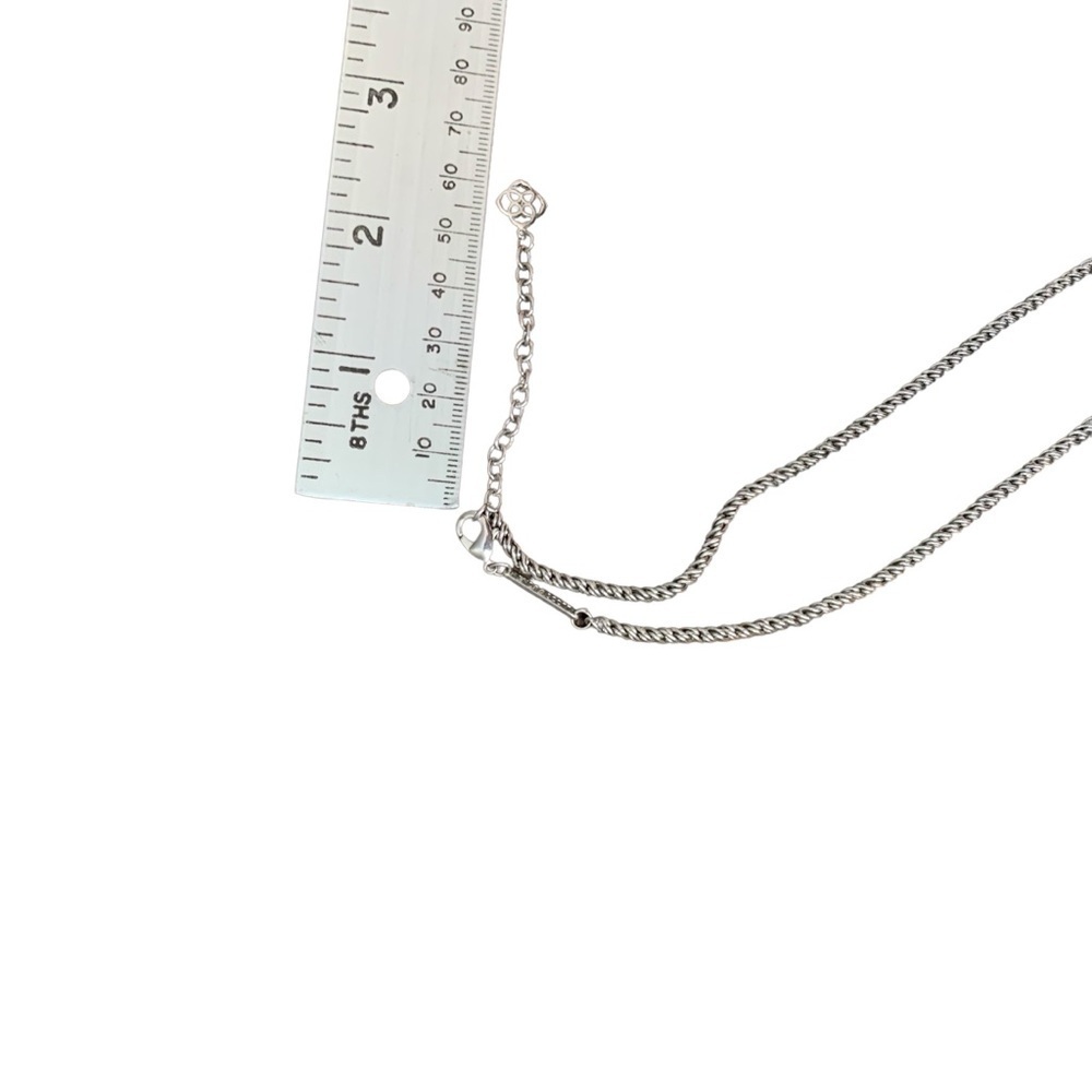 Kendra Scott smoky Slate gray Corla cateye rhodium silver necklace. 30” Length. - Picture 9 of 10
